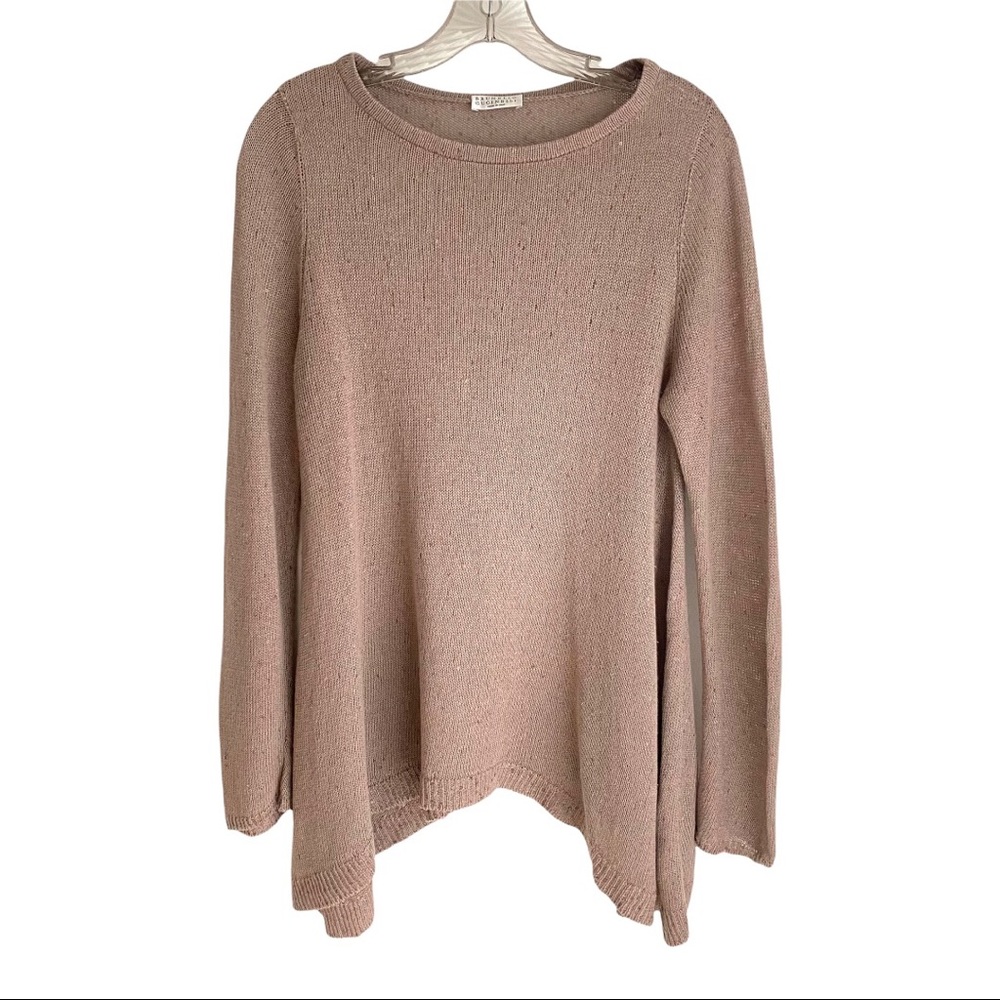 Bruno Cucinelli Sequin Top Medium Linen & Silk Blend Sweater in Antique Rose